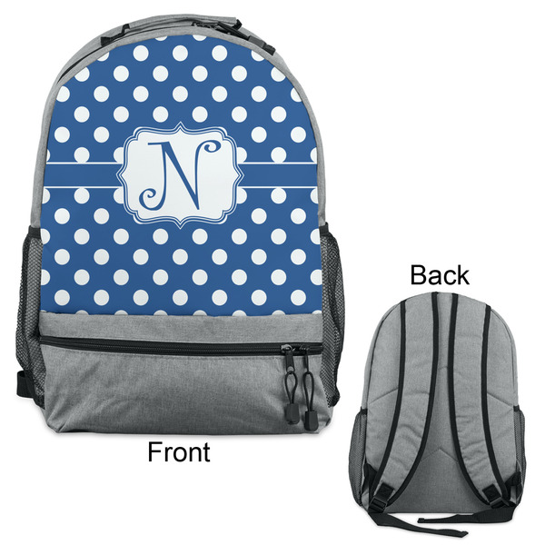 Polka Dots Large Backpack - Gray - Front & Back View