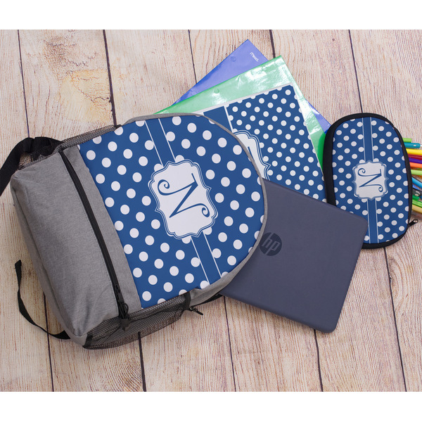 Polka Dots Large Backpack - Gray - With Stuff