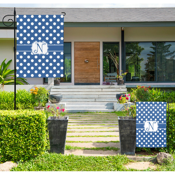 Custom Polka Dots Large Garden Flag - Single Sided (Personalized)