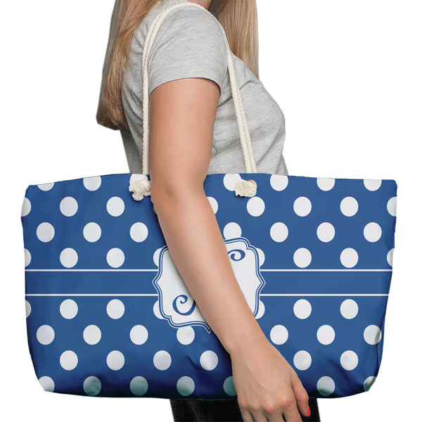 Polka Dots Large Rope Tote Bag - In Context View