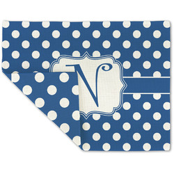 Polka Dots Double-Sided Linen Placemat - Single w/ Initial