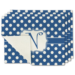 Polka Dots Single-Sided Linen Placemat - Set of 4 w/ Initial