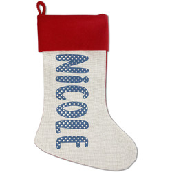 Polka Dots Red Linen Stocking (Personalized)