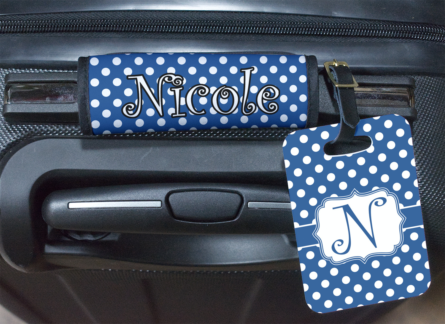 Polka Dots Square Luggage Tag (Personalized) YouCustomizeIt