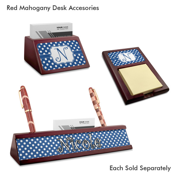 Polka Dots Mahogany Desk Accessories
