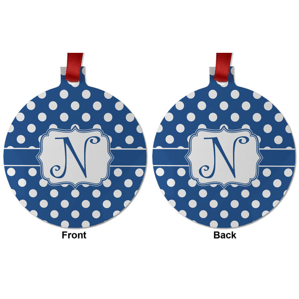 Polka Dots Metal Ball Ornament - Front and Back