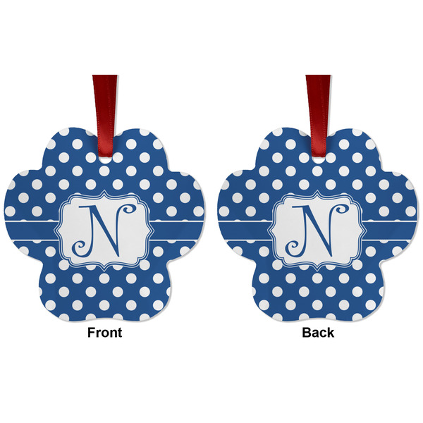 Polka Dots Metal Paw Ornament - Front and Back