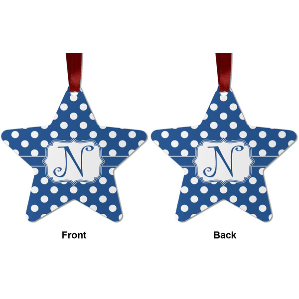 Polka Dots Metal Star Ornament - Front and Back