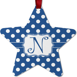 Polka Dots Metal Star Ornament - Double Sided w/ Initial