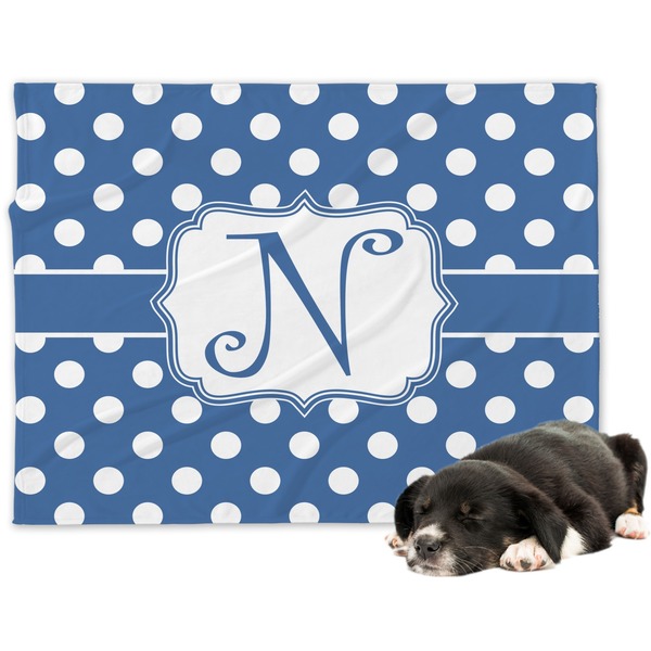 Custom Polka Dots Dog Blanket - Large (Personalized)