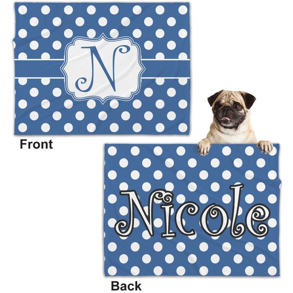 Polka Dots Microfleece Dog Blanket - Regular - Front & Back