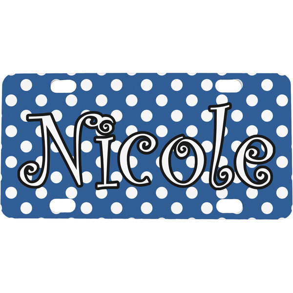 Custom Polka Dots Mini / Bicycle License Plate (4 Holes) (Personalized)