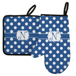 Polka Dots Left Oven Mitt & Pot Holder Set w/ Initial