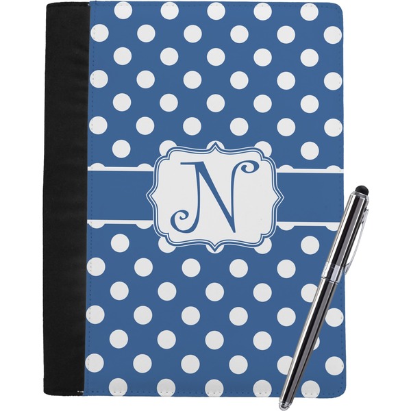 Custom Polka Dots Notebook Padfolio - Large w/ Initial