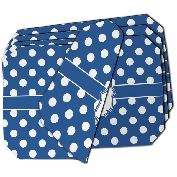 Custom Polka Dots Dining Table Mat - Octagon - Set of 4 (Double-SIded) w/ Initial