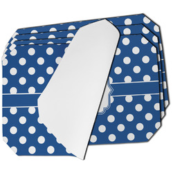 Polka Dots Dining Table Mat - Octagon - Set of 4 (Single-Sided) w/ Initial