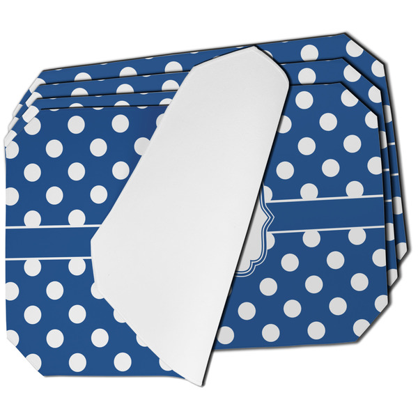 Custom Polka Dots Dining Table Mat - Octagon - Set of 4 (Single-Sided) w/ Initial
