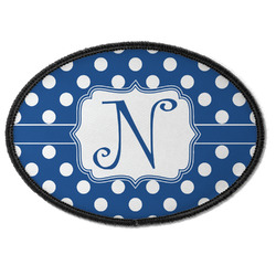 Polka Dots Iron On Oval Patch w/ Initial