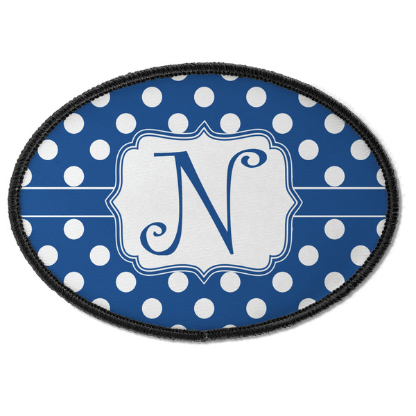 Custom Polka Dots Iron On Oval Patch w/ Initial