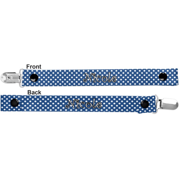 Polka Dots Pacifier Clip - Front and Back