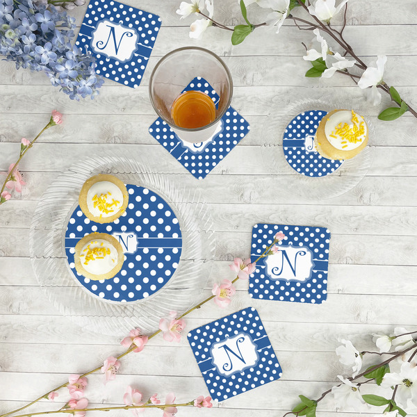 Polka Dots Paper Coasters - In Context
