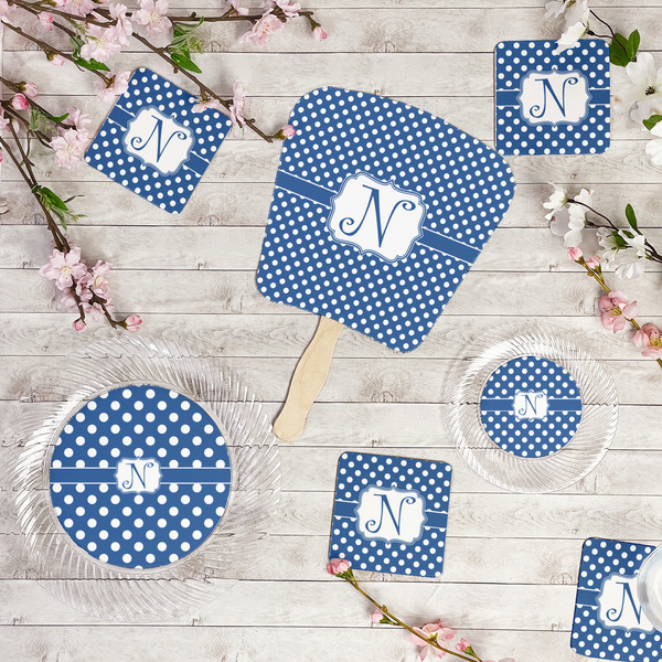 Polka Dots Party Supplies Combination Image - All items - Plates, Coasters, Fans