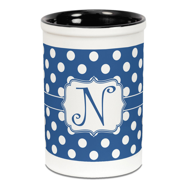 Polka Dots Pencil Holder - Black