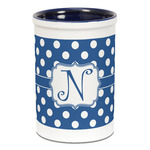 Polka Dots Ceramic Pencil Holders - Blue