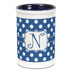 Polka Dots Ceramic Pencil Holders - Blue