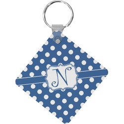 Polka Dots Diamond Plastic Keychain w/ Initial