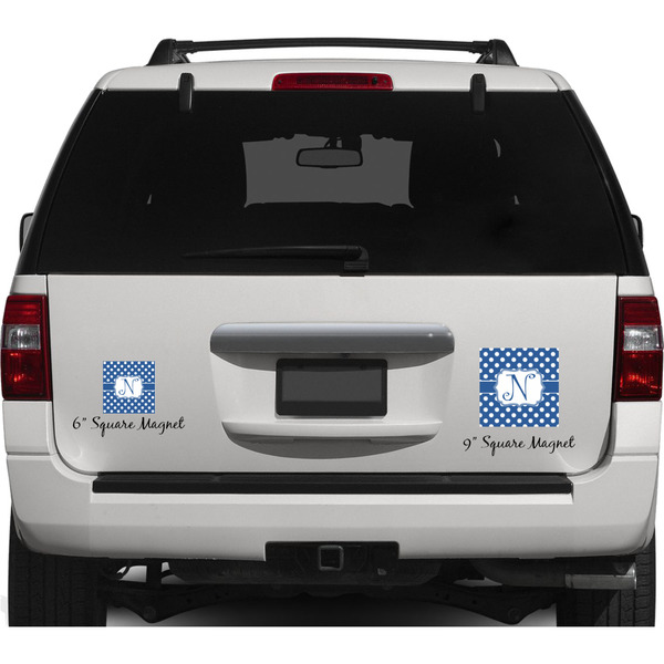 Polka Dots Personalized Square Car Magnets on Ford Explorer