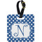Polka Dots Plastic Luggage Tag - Square w/ Initial