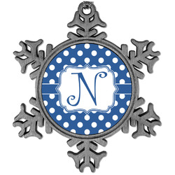 Polka Dots Vintage Snowflake Ornament (Personalized)
