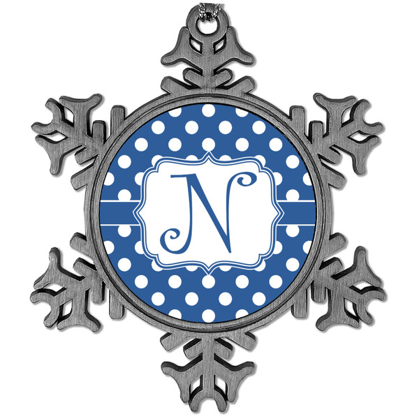 Custom Polka Dots Vintage Snowflake Ornament (Personalized)