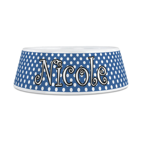 Polka Dots Plastic Dog Bowls - Medium - FRONT