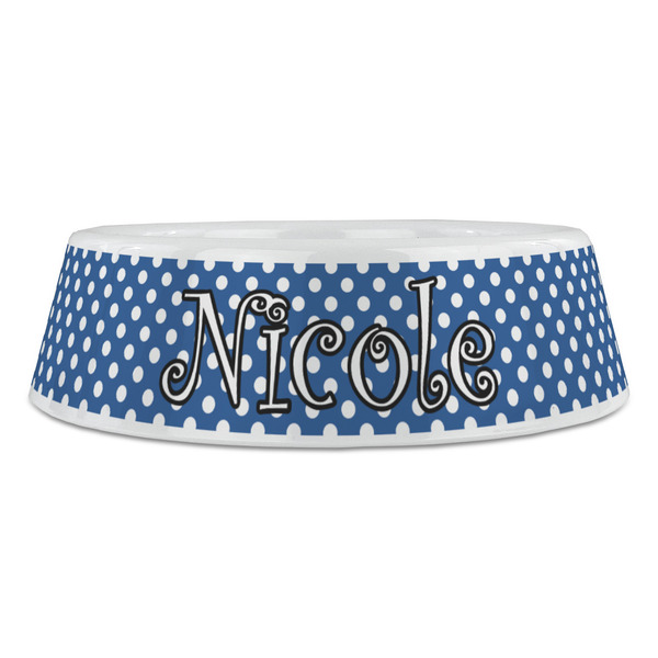 Polka Dots Plastic Pet Bowls - Large - FRONT