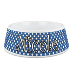 Polka Dots Plastic Dog Bowl - Medium (Personalized)