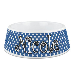 Polka Dots Plastic Dog Bowl (Personalized)