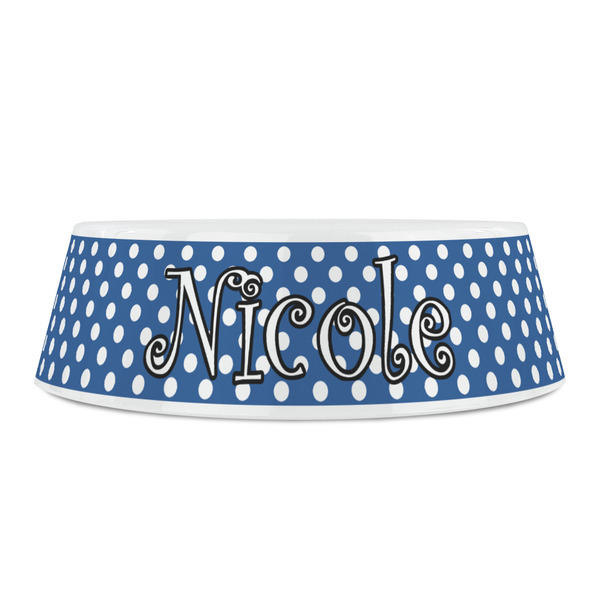 Polka Dots Plastic Pet Bowls - Small - FRONT