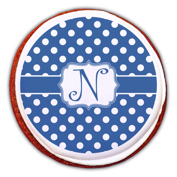 Polka Dots Printed Icing Circle - Large - On Cookie