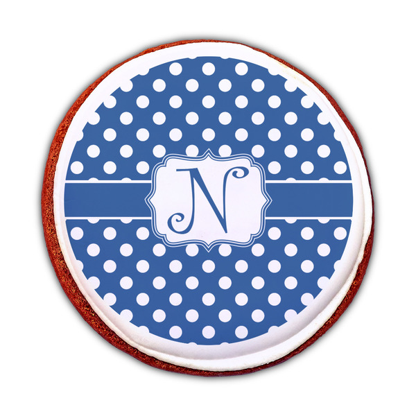 Polka Dots Printed Icing Circle - Medium - On Cookie