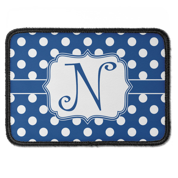 Custom Polka Dots Iron On Rectangle Patch w/ Initial