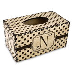 Polka Dots Wood Tissue Box Cover - Rectangle (Personalized)