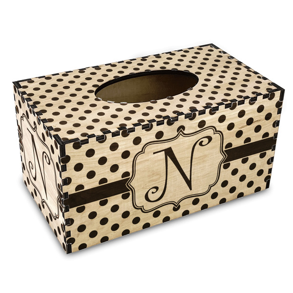Custom Polka Dots Wood Tissue Box Cover - Rectangle (Personalized)
