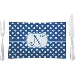 Polka Dots Rectangular Glass Lunch / Dinner Plate - Single or Set (Personalized)