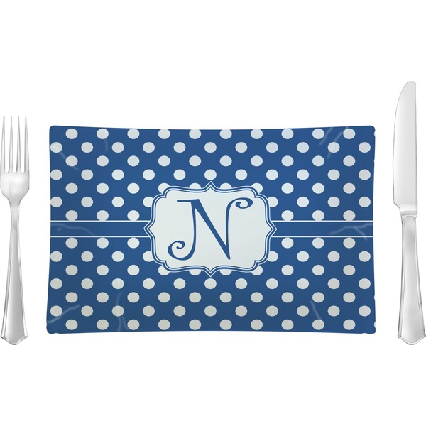 Custom Polka Dots Rectangular Glass Lunch / Dinner Plate - Single or Set (Personalized)