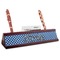 Polka Dots Red Mahogany Nameplate with Business Card Holder (Personalized)