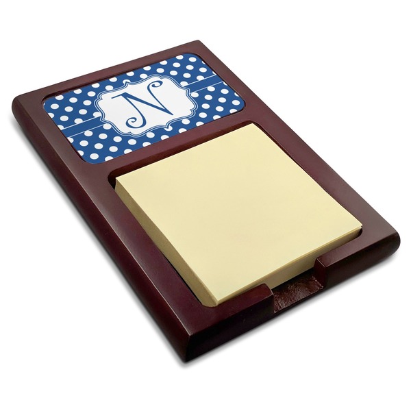 Custom Polka Dots Red Mahogany Sticky Note Holder (Personalized)