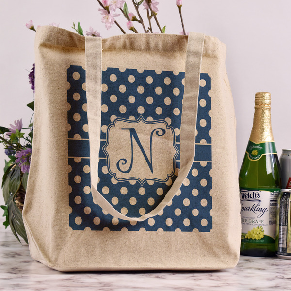 Polka Dots Reusable Cotton Grocery Bag - In Context