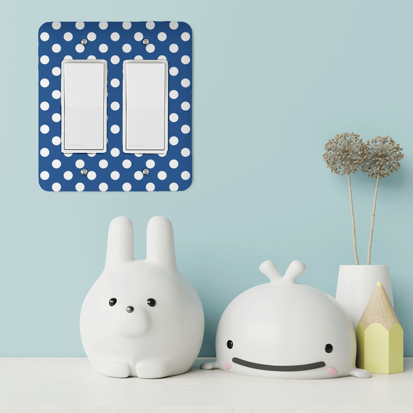 Polka Dots Rocker Light Switch Covers - Double - IN CONTEXT